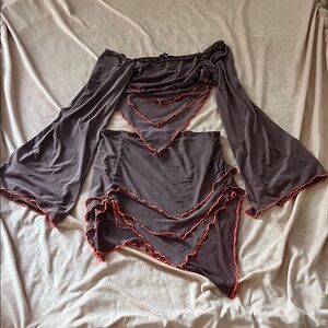 Fashion Nova Gray and Red Skirt Set